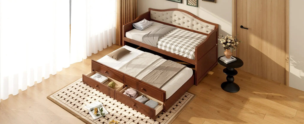 Twin Daybed with Trundle, Twin Size Daybed with 2 Storage Drawers - Direct Wicker