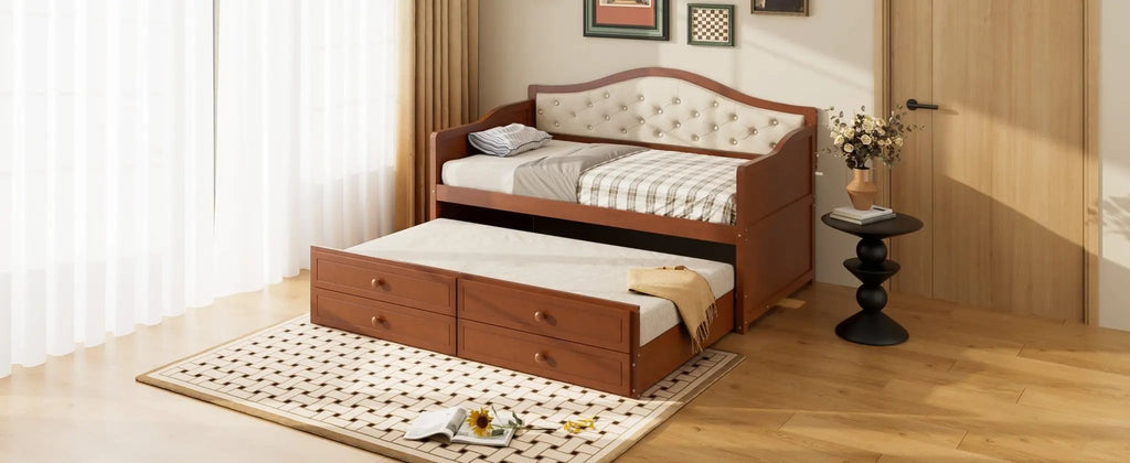 Twin Daybed with Trundle, Twin Size Daybed with 2 Storage Drawers - Direct Wicker