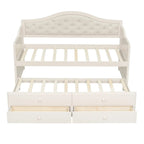 Twin Daybed with Trundle, Twin Size Beige Daybed with 2 Storage Drawers - Direct Wicker