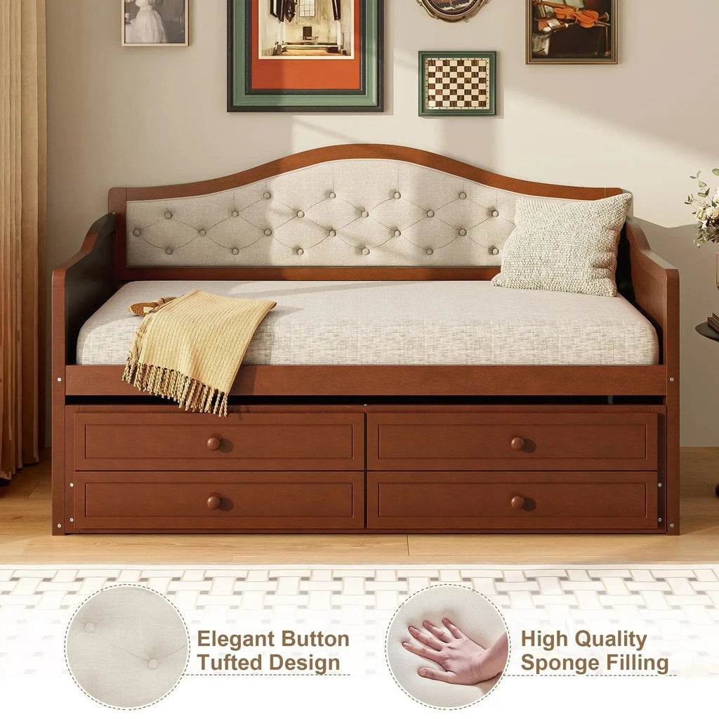 Twin Daybed with Trundle, Twin Size Daybed with 2 Storage Drawers - Direct Wicker
