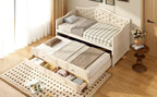 Twin Daybed with Trundle, Twin Size Beige Daybed with 2 Storage Drawers - Direct Wicker