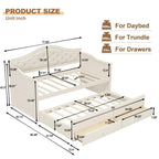Twin Daybed with Trundle, Twin Size Beige Daybed with 2 Storage Drawers - Direct Wicker