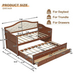 Twin Daybed with Trundle, Twin Size Daybed with 2 Storage Drawers - Direct Wicker