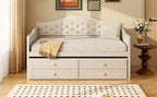 Twin Daybed with Trundle, Twin Size Beige Daybed with 2 Storage Drawers - Direct Wicker