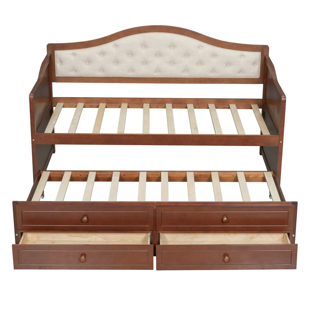 Twin Daybed with Trundle, Twin Size Daybed with 2 Storage Drawers - Direct Wicker