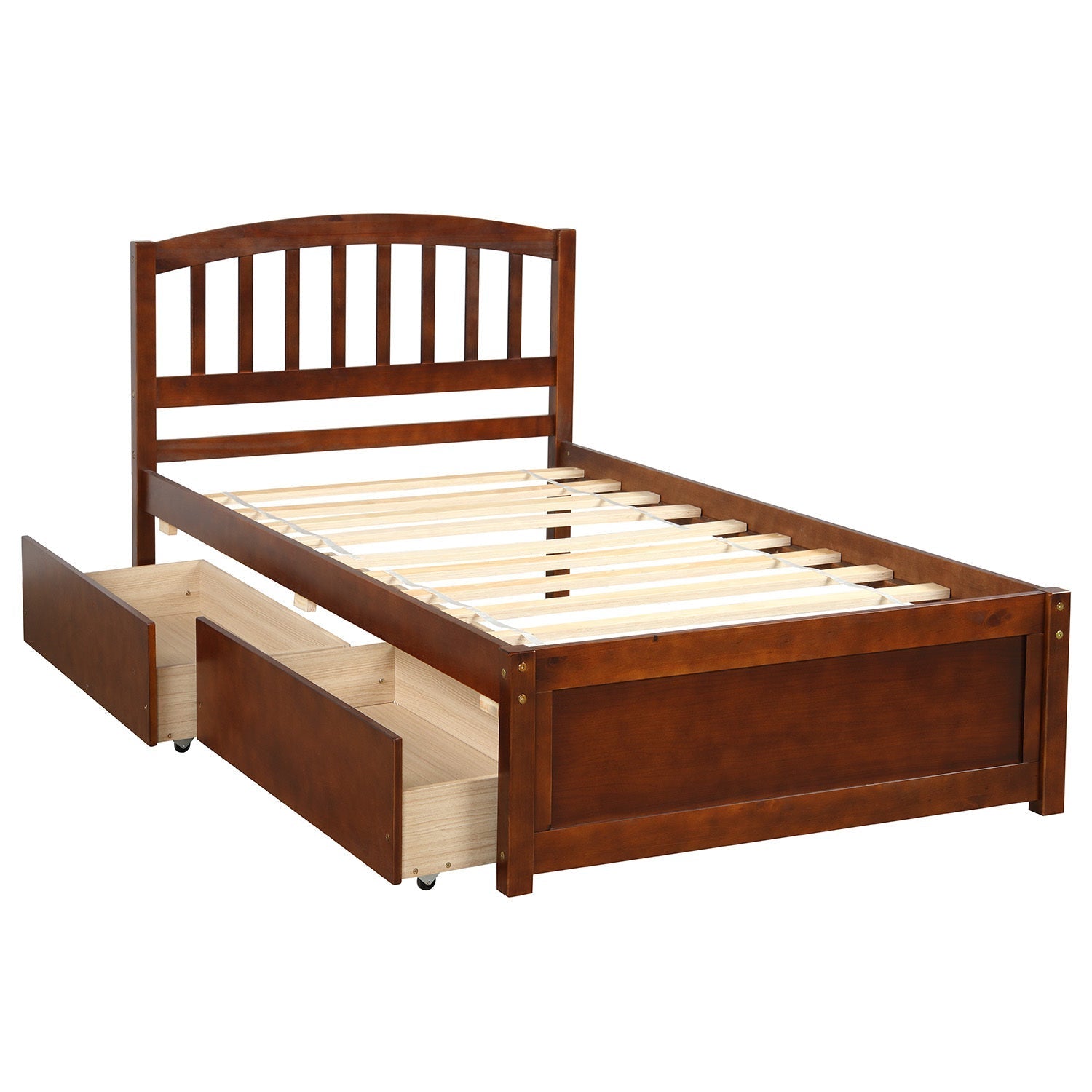 Twin Platform Storage Bed Frame with Two Drawers and Headboard (WF194279AAD) - Direct Wicker