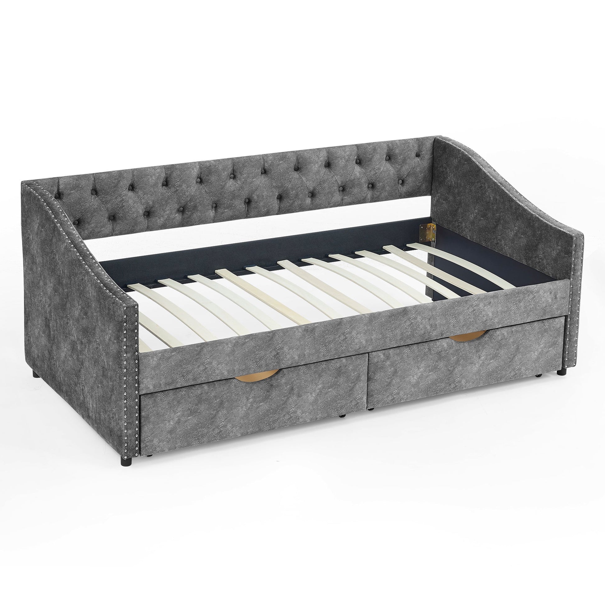Twin Size Daybed with Drawers Upholstered Tufted Sofa Bed (W1413S00001) - Direct Wicker