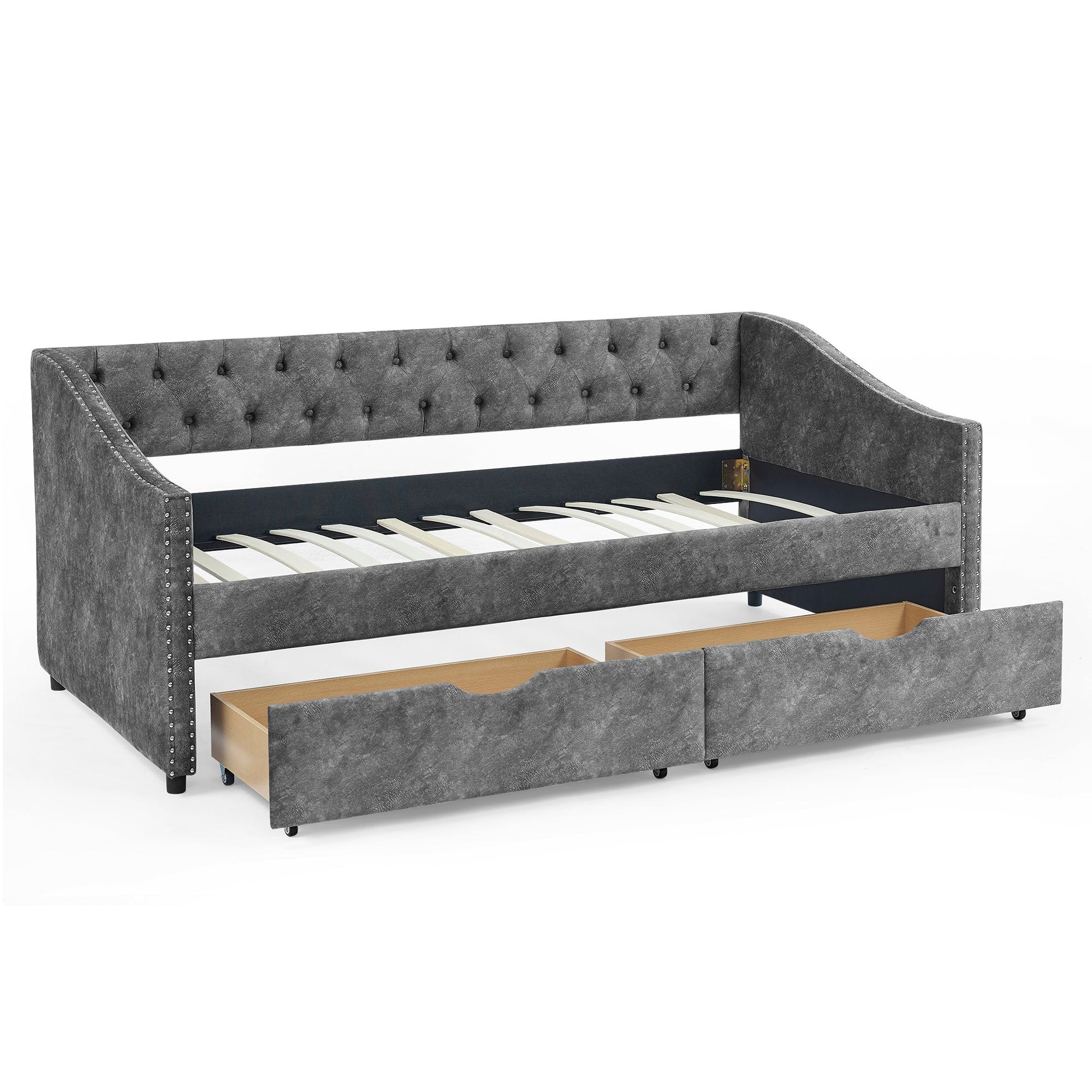 Twin Size Daybed with Drawers Upholstered Tufted Sofa Bed (W1413S00001) - Direct Wicker