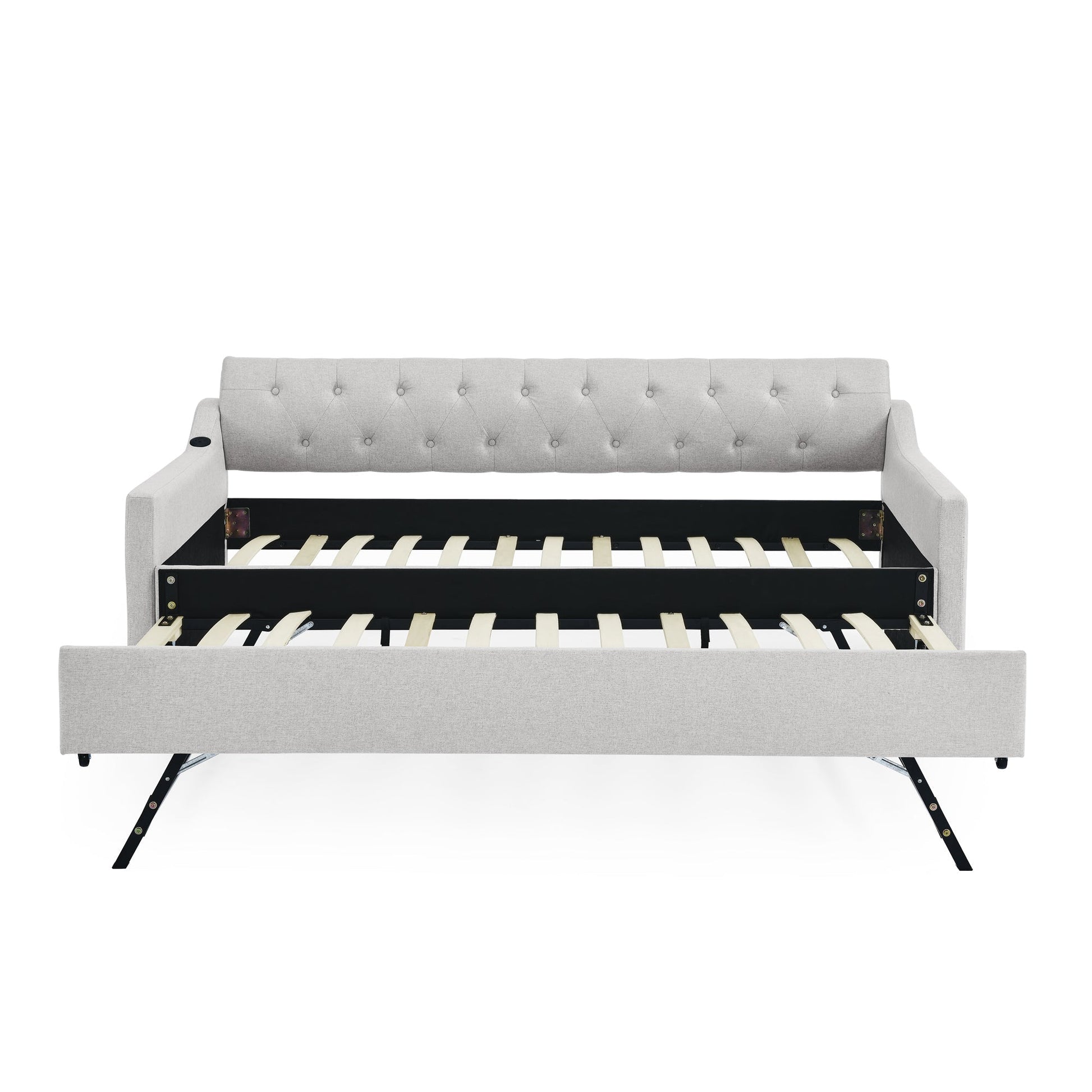 Twin Size Upholstery DayBed with Twin Size Erectable Trundle (W1413S00027) - Direct Wicker
