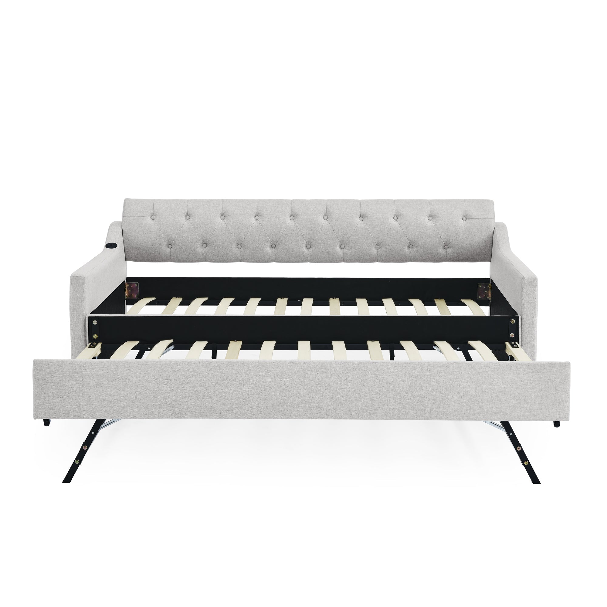 Twin Size Upholstery DayBed with Twin Size Erectable Trundle (W1413S00027) - Direct Wicker