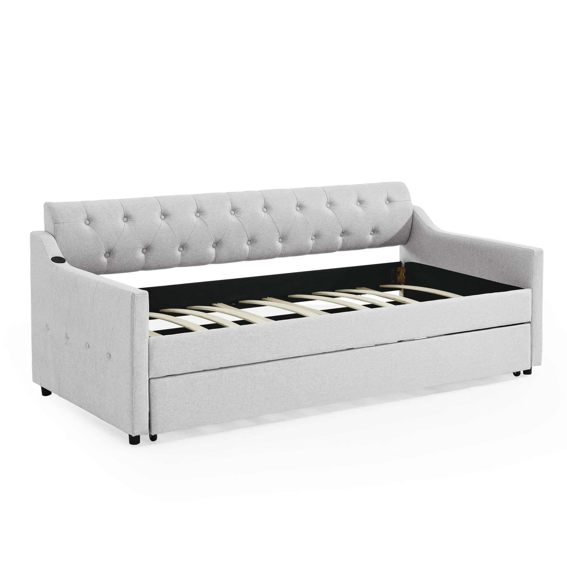 Twin Size Upholstery DayBed with Twin Size Erectable Trundle (W1413S00027) - Direct Wicker