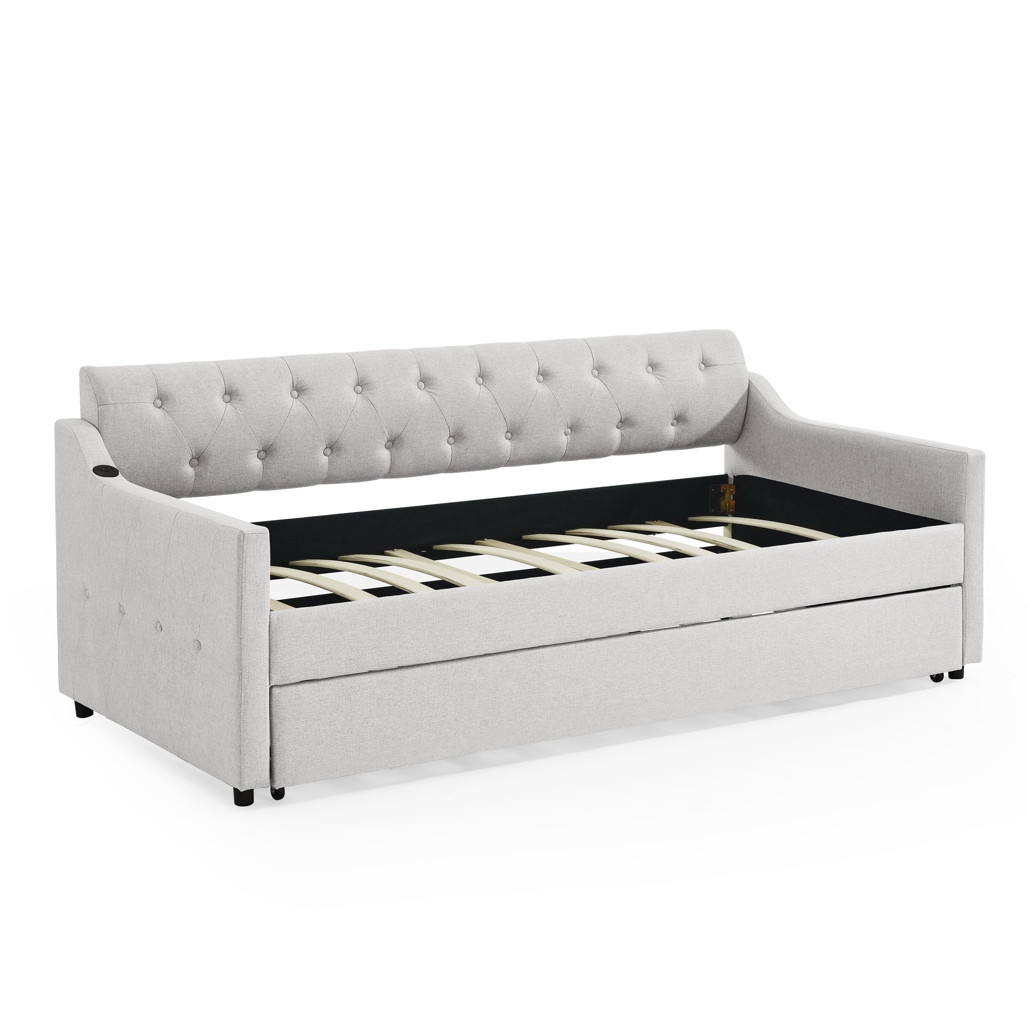 Twin Size Upholstery DayBed with Twin Size Erectable Trundle (W1413S00027) - Direct Wicker