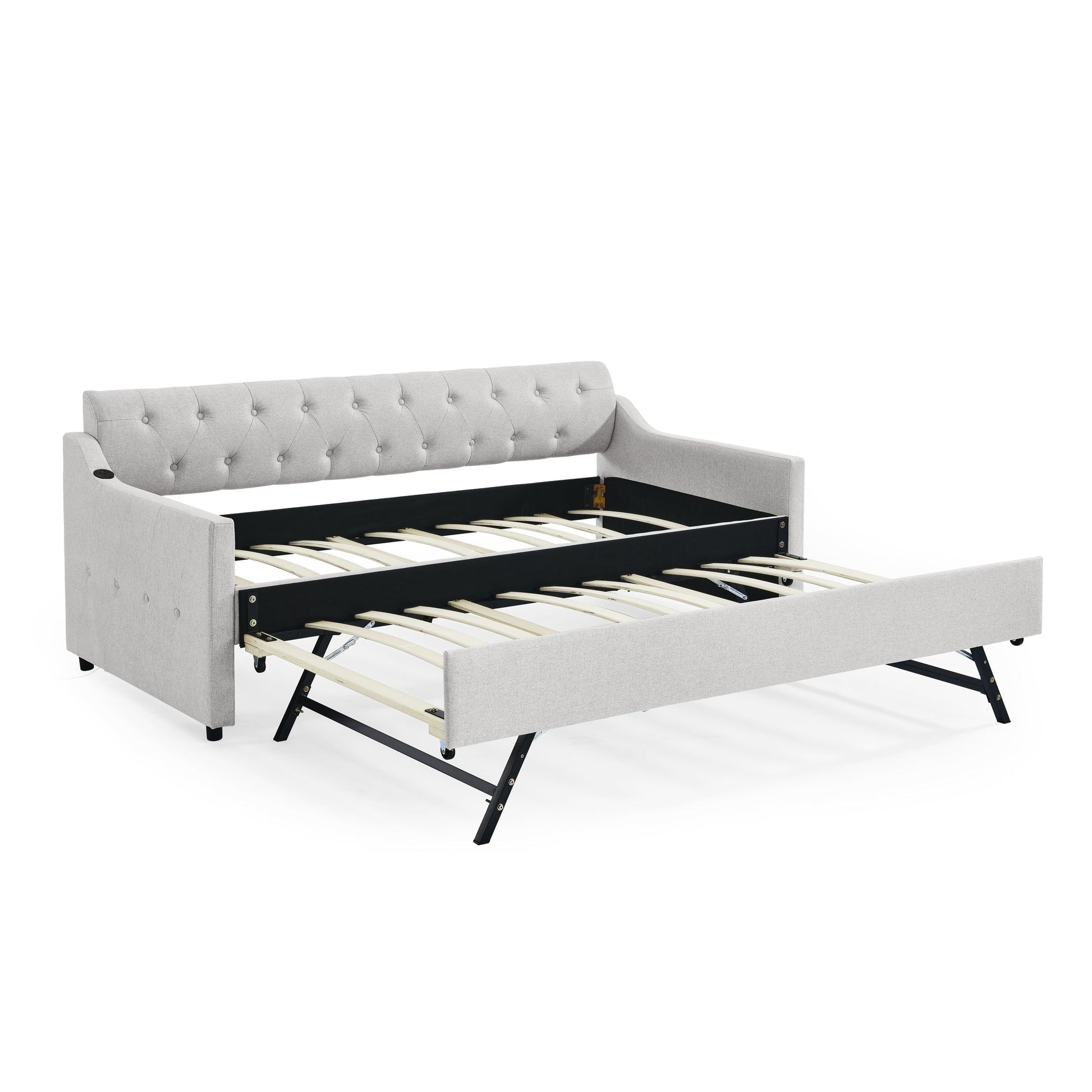 Twin Size Upholstery DayBed with Twin Size Erectable Trundle (W1413S00027) - Direct Wicker