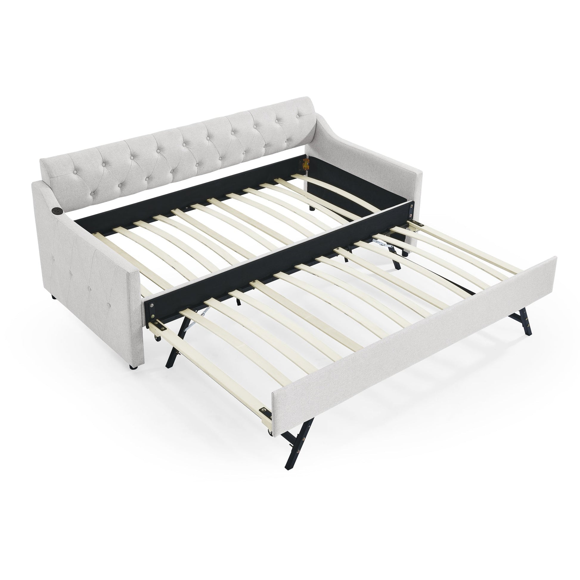 Twin Size Upholstery DayBed with Twin Size Erectable Trundle (W1413S00027) - Direct Wicker