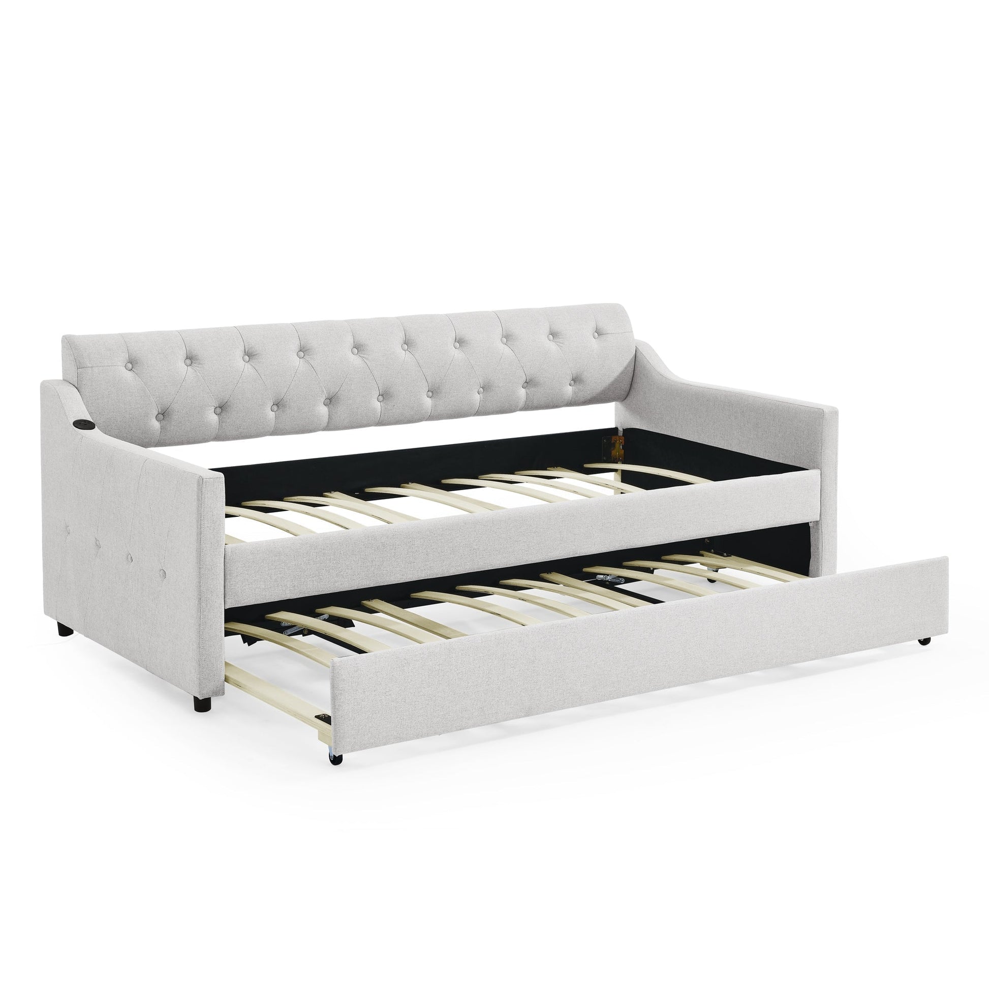 Twin Size Upholstery DayBed with Twin Size Erectable Trundle (W1413S00027) - Direct Wicker