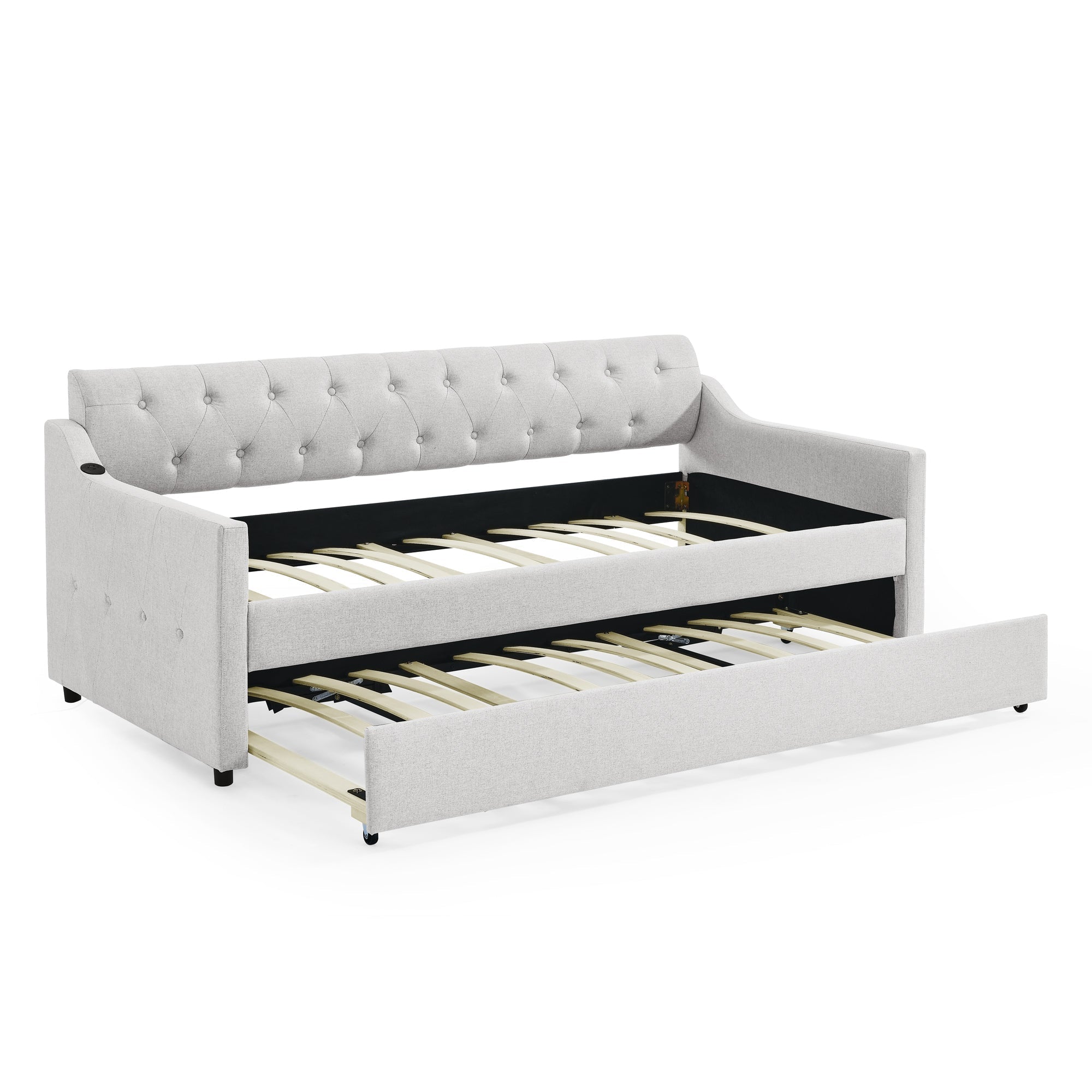 Twin Size Upholstery DayBed with Twin Size Erectable Trundle (W1413S00027) - Direct Wicker