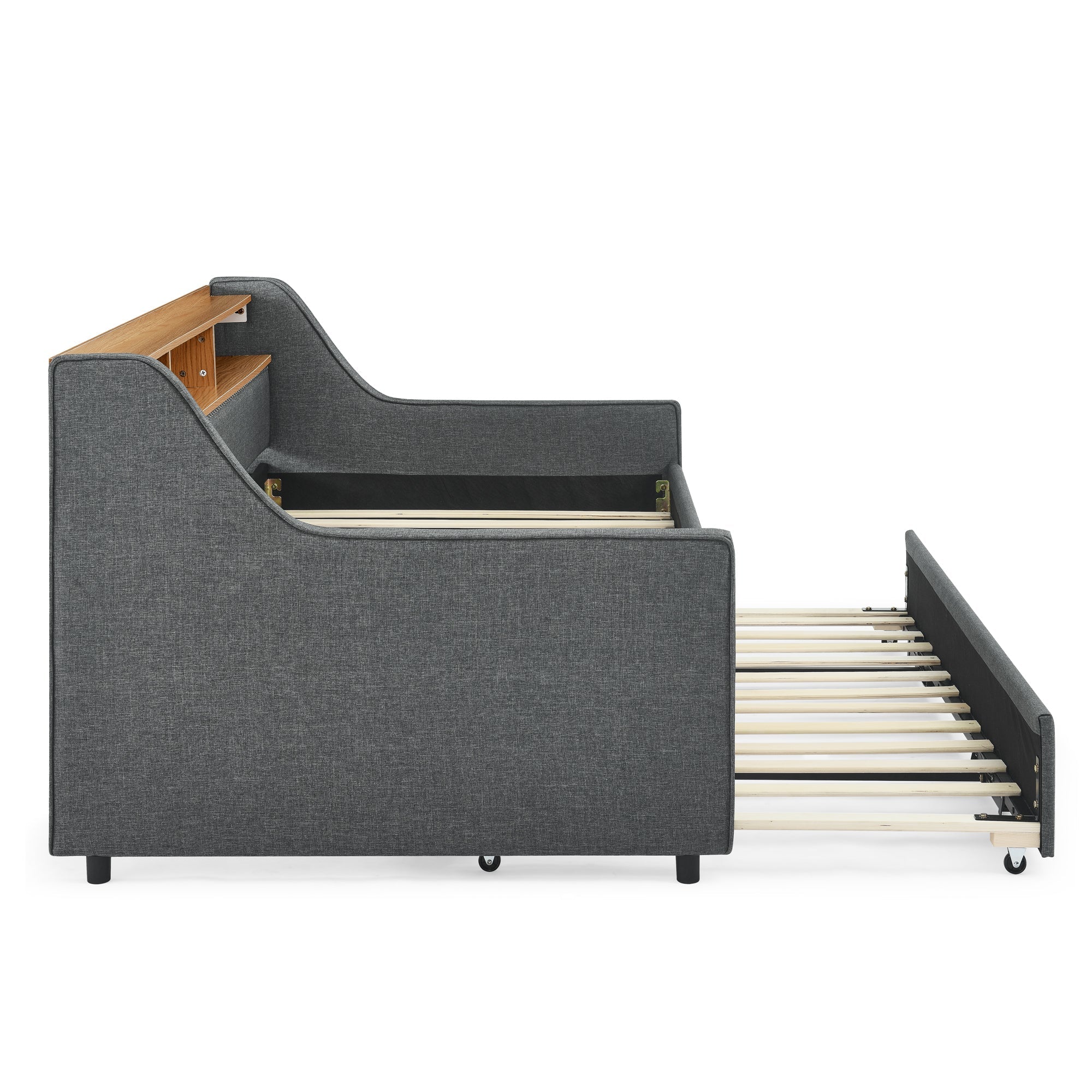 Twin Size Upholstery Sofa Bed with Three LED lights, with Storage Adjustable Headboard - Direct Wicker