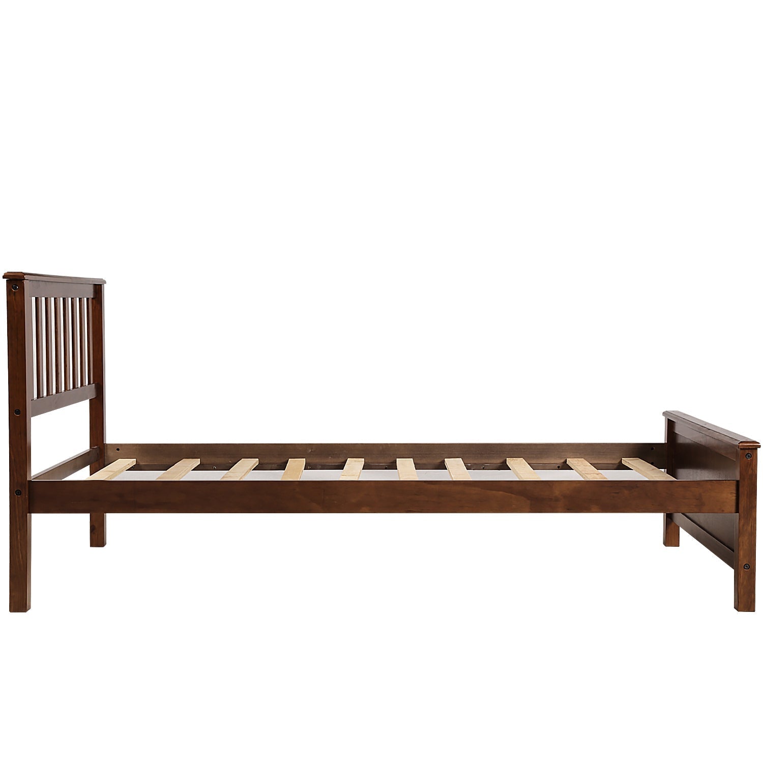 Twin Size Wood Platform Bed with Headboard, Footboard, and Wood Slat Support (WF191769AAD) - Direct Wicker