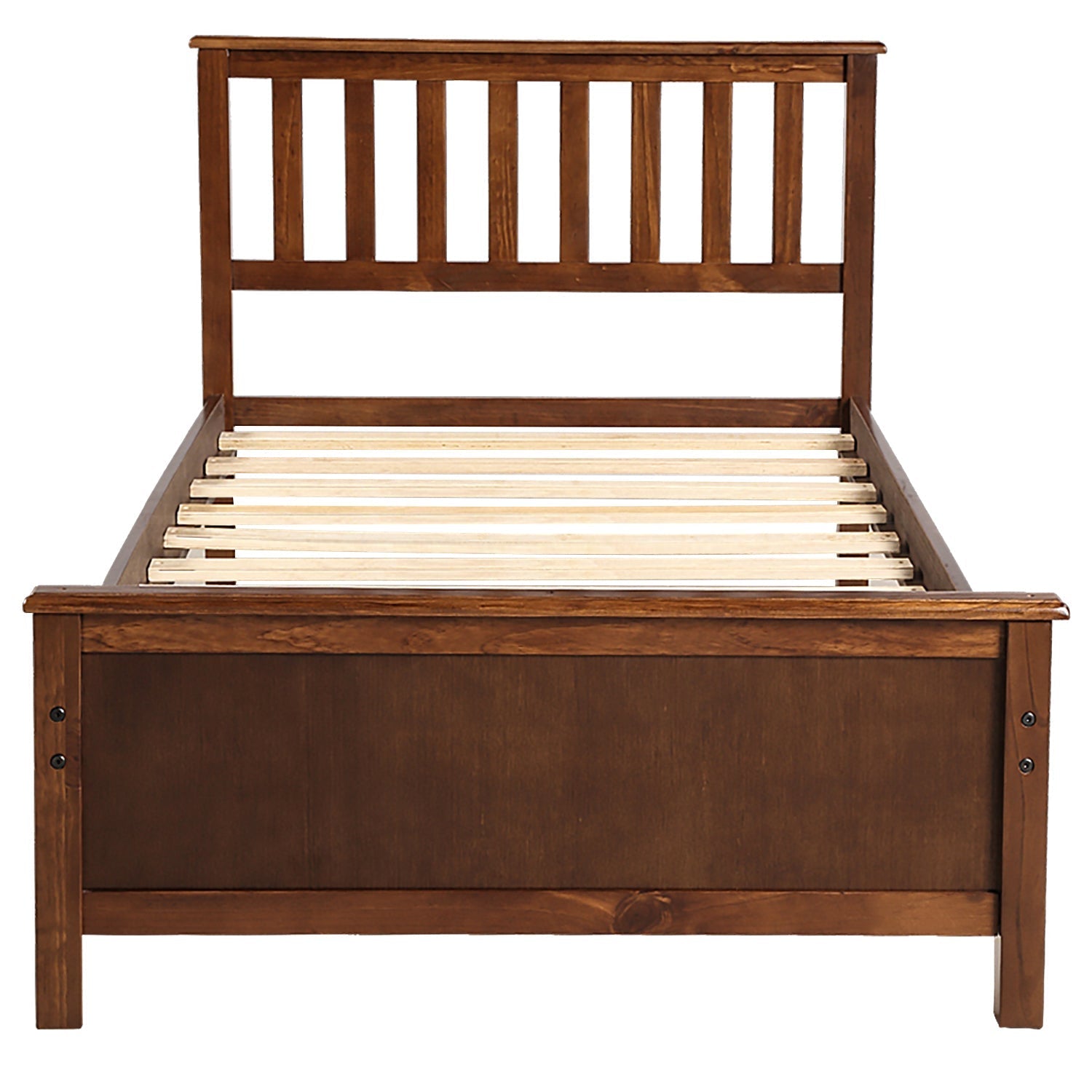Twin Size Wood Platform Bed with Headboard, Footboard, and Wood Slat Support (WF191769AAD) - Direct Wicker