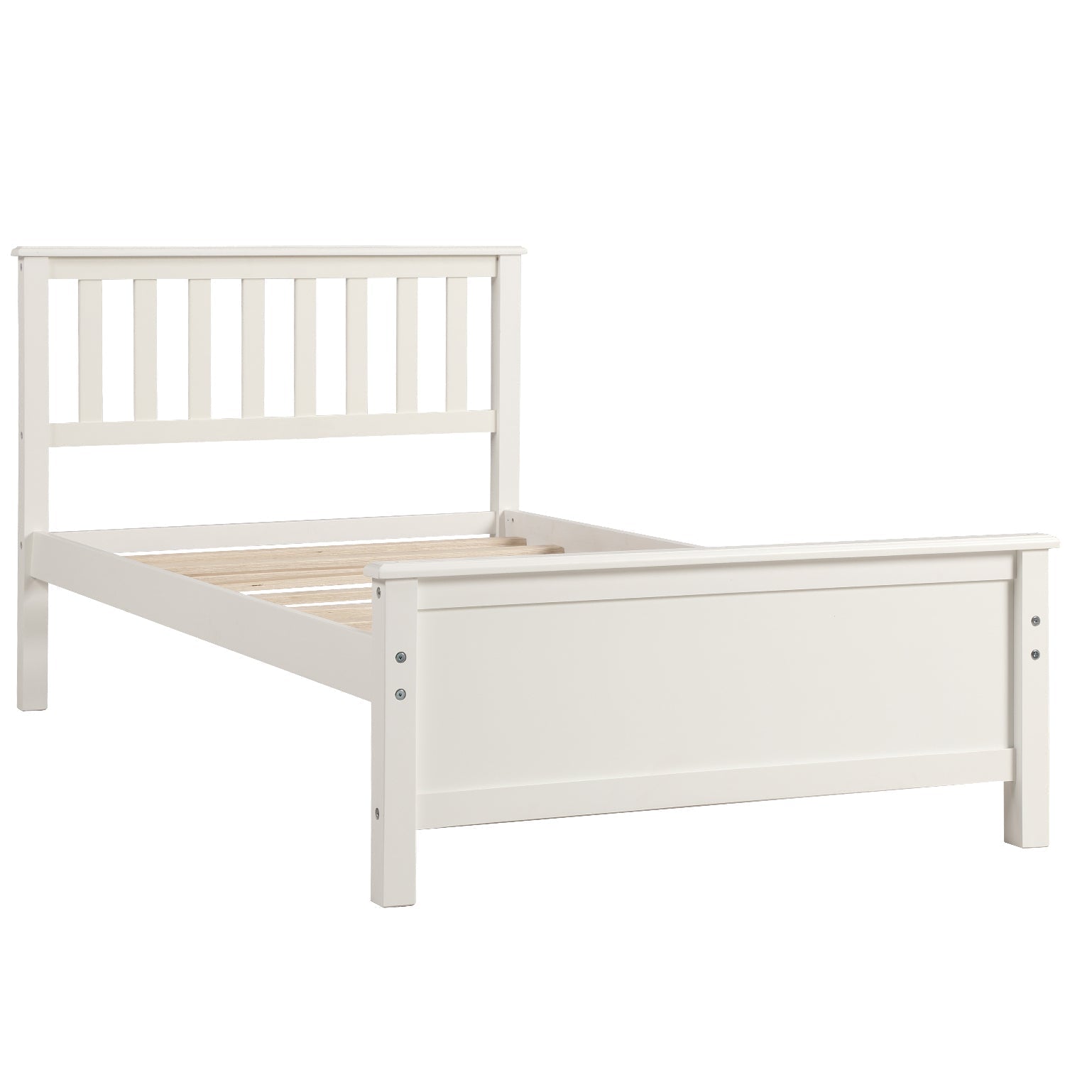 Twin Size Wood Platform Bed with Headboard, Footboard, Wood Slat Support (WF191769AAK) - Direct Wicker