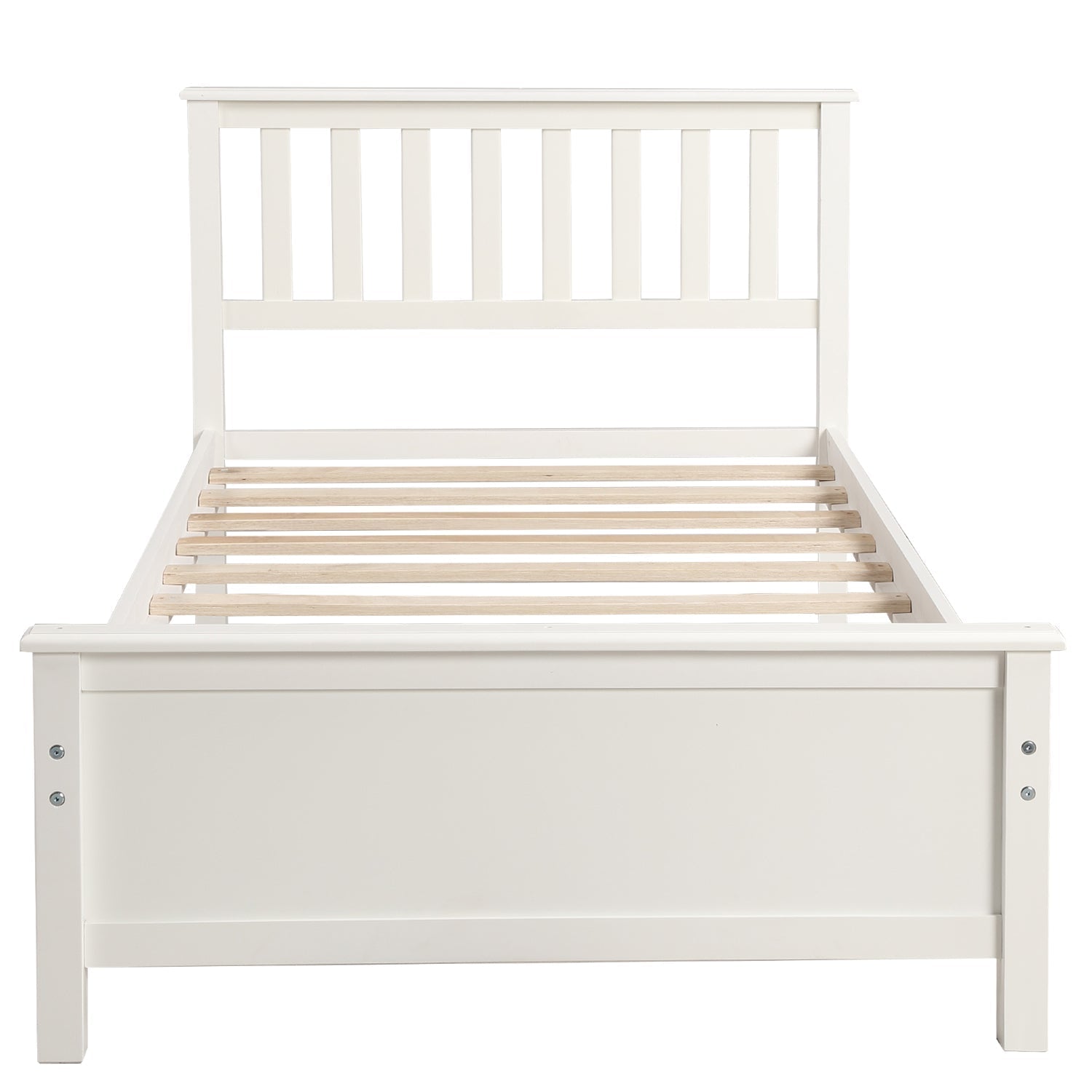 Twin Size Wood Platform Bed with Headboard, Footboard, Wood Slat Support (WF191769AAK) - Direct Wicker