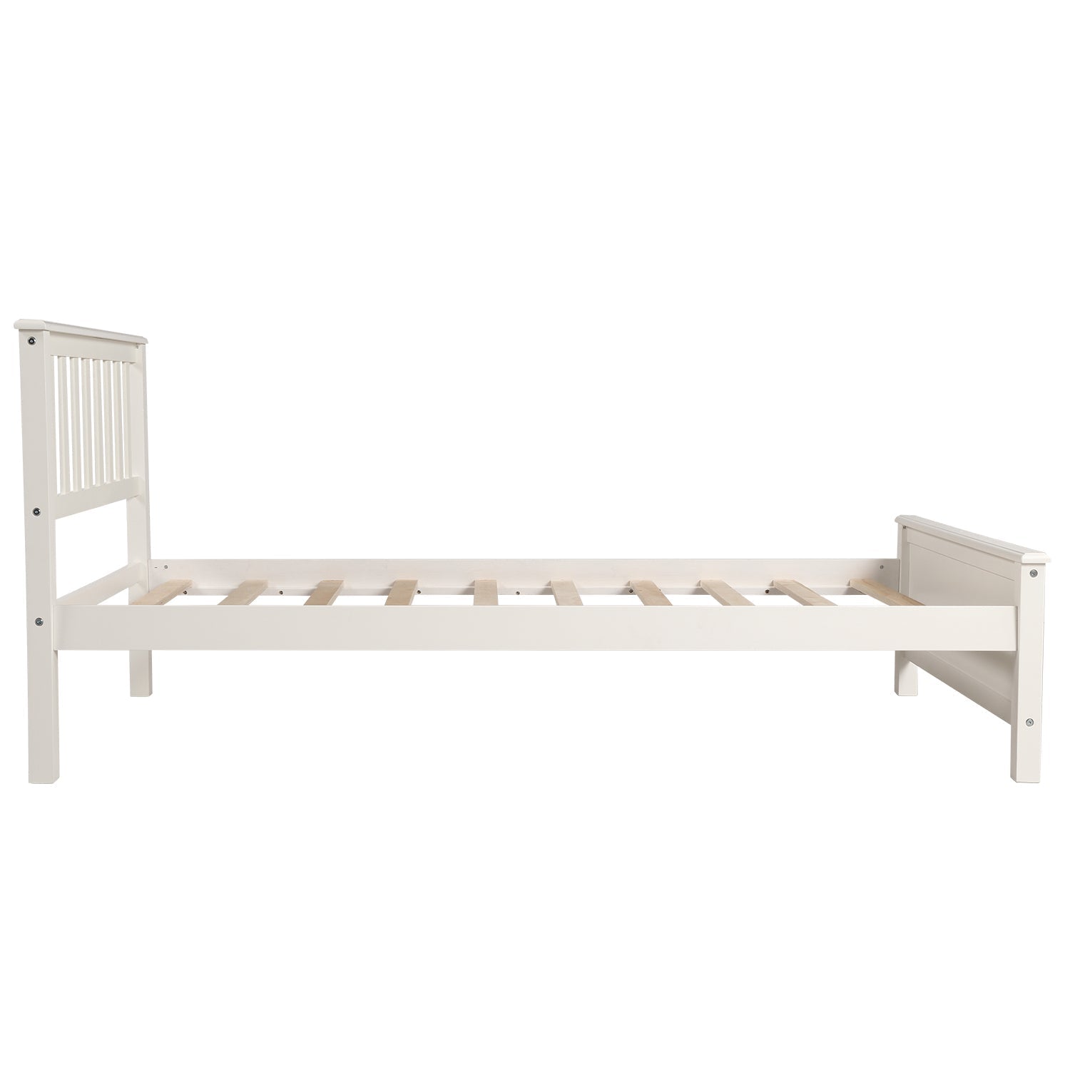 Twin Size Wood Platform Bed with Headboard, Footboard, Wood Slat Support (WF191769AAK) - Direct Wicker
