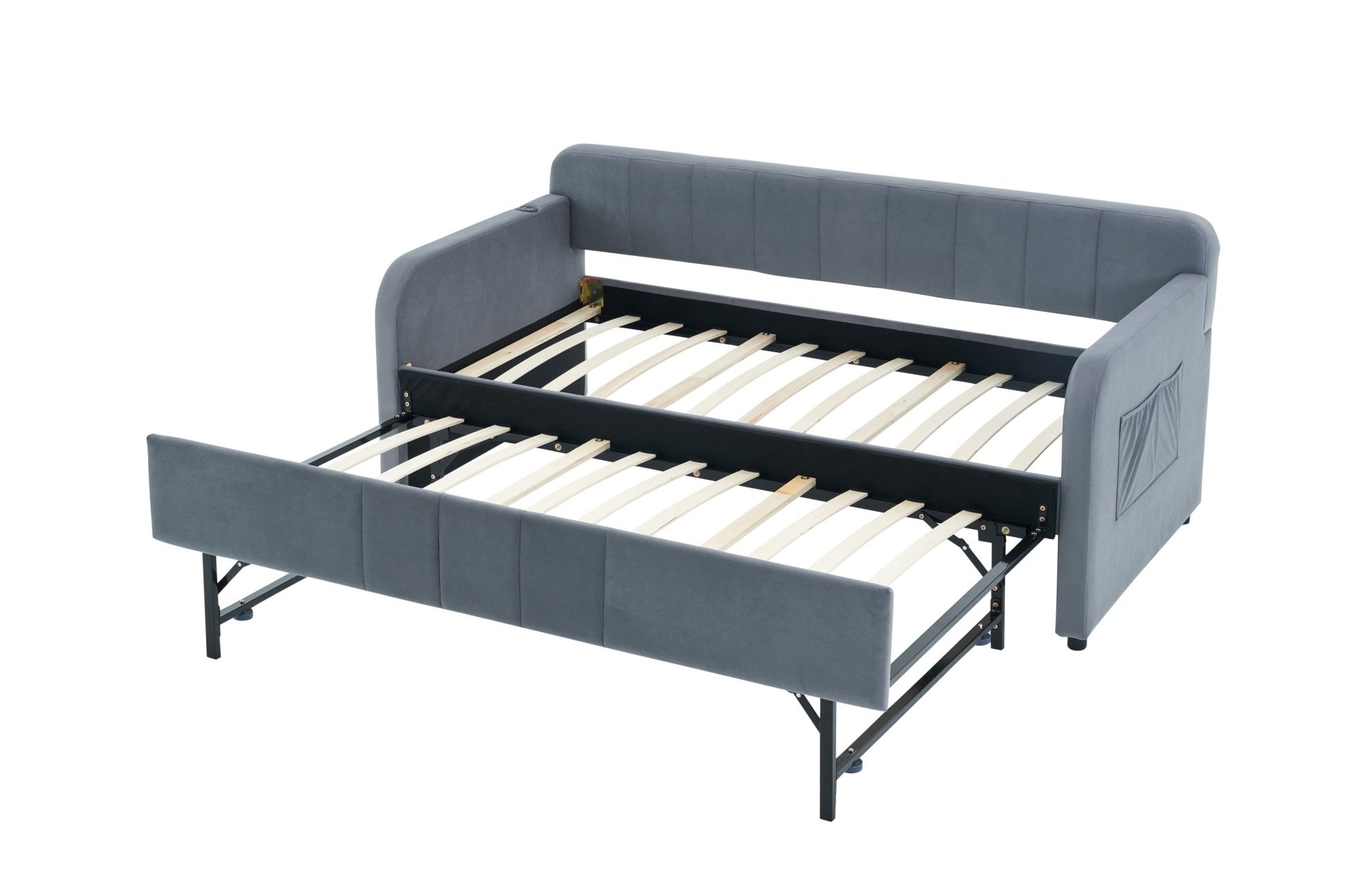 Twin Upholstered Daybed Frame with Trundle, Twin Size Sofa Bed - Direct Wicker