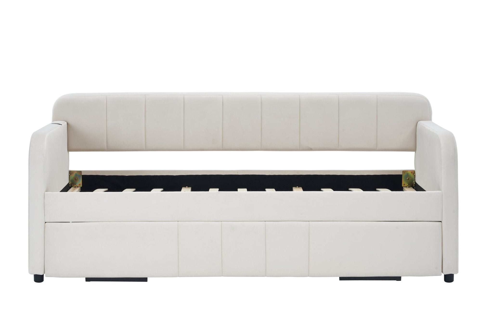 Twin Upholstered Daybed Frame with Trundle, Twin Size Sofa Bed - Direct Wicker