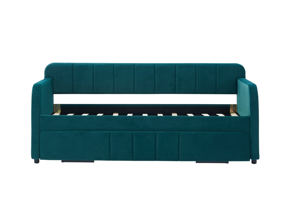 Twin Upholstered Daybed Frame with Trundle, Twin Size Sofa Bed - Direct Wicker