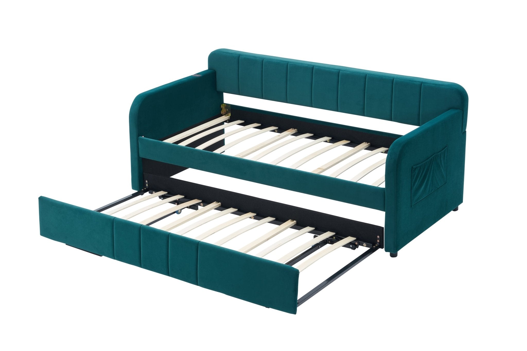 Twin Upholstered Daybed Frame with Trundle, Twin Size Sofa Bed - Direct Wicker