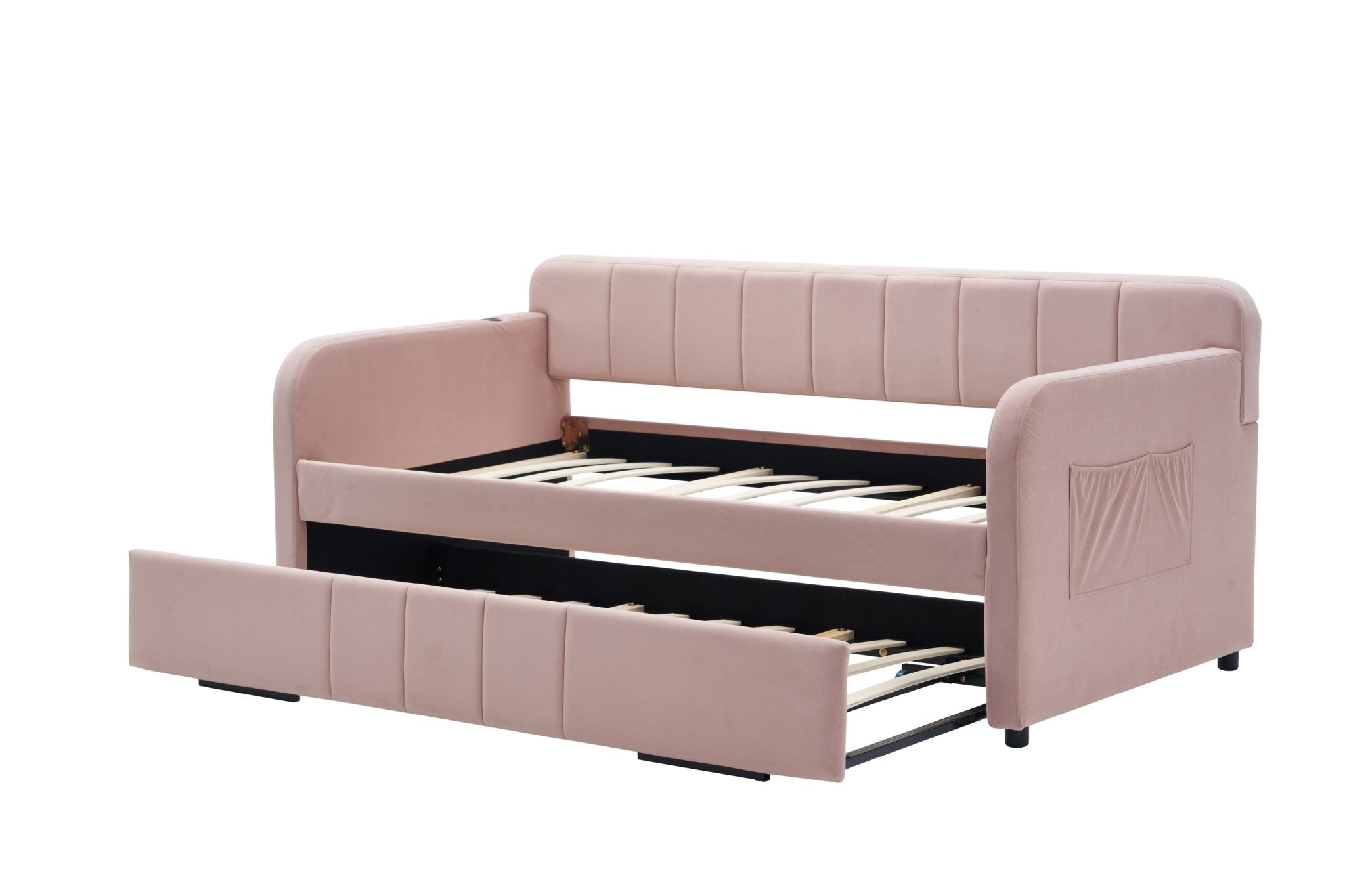 Twin Upholstered Daybed Frame with Trundle, Twin Size Sofa Bed - Direct Wicker
