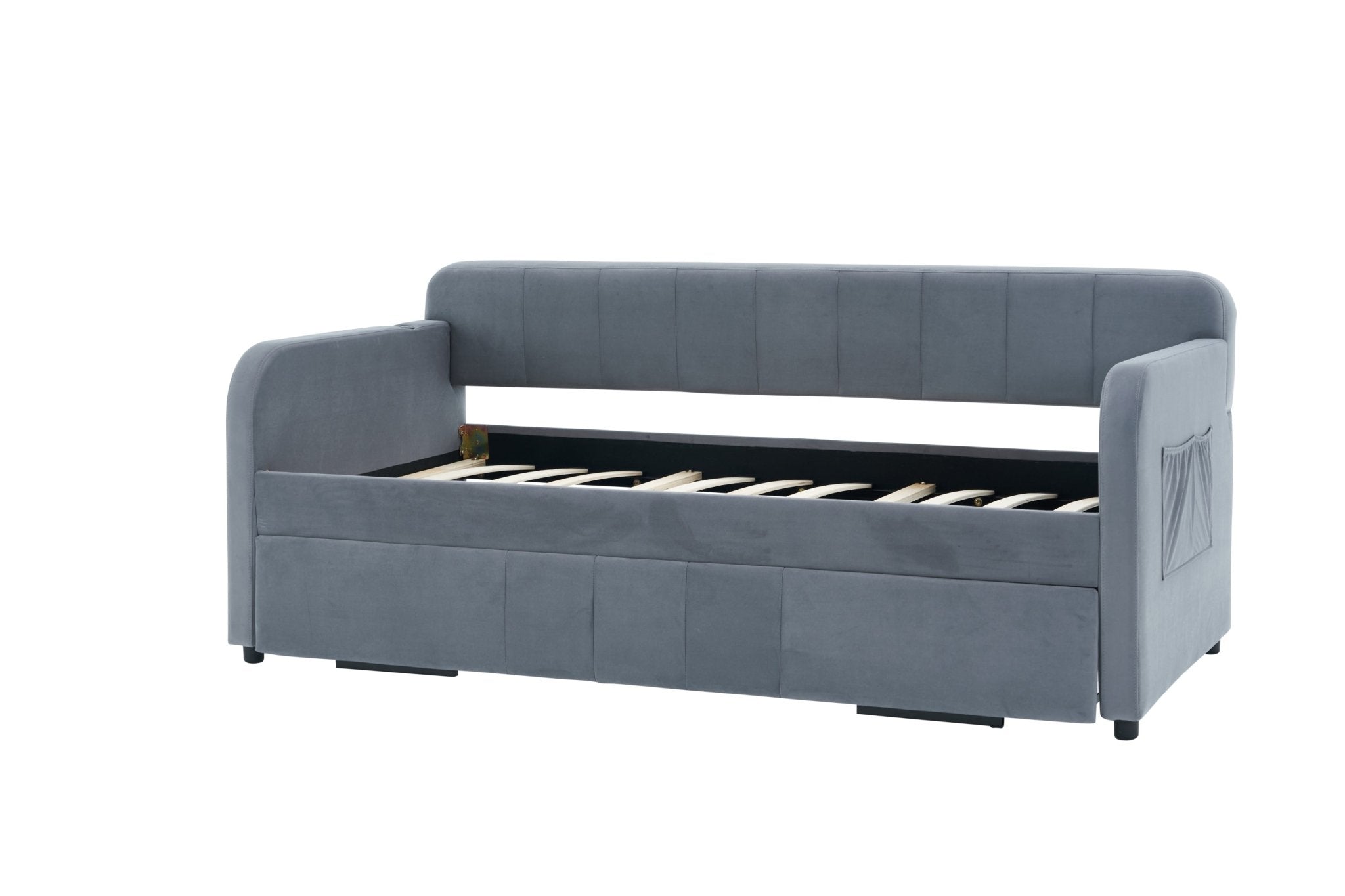 Twin Upholstered Daybed Frame with Trundle, Twin Size Sofa Bed - Direct Wicker