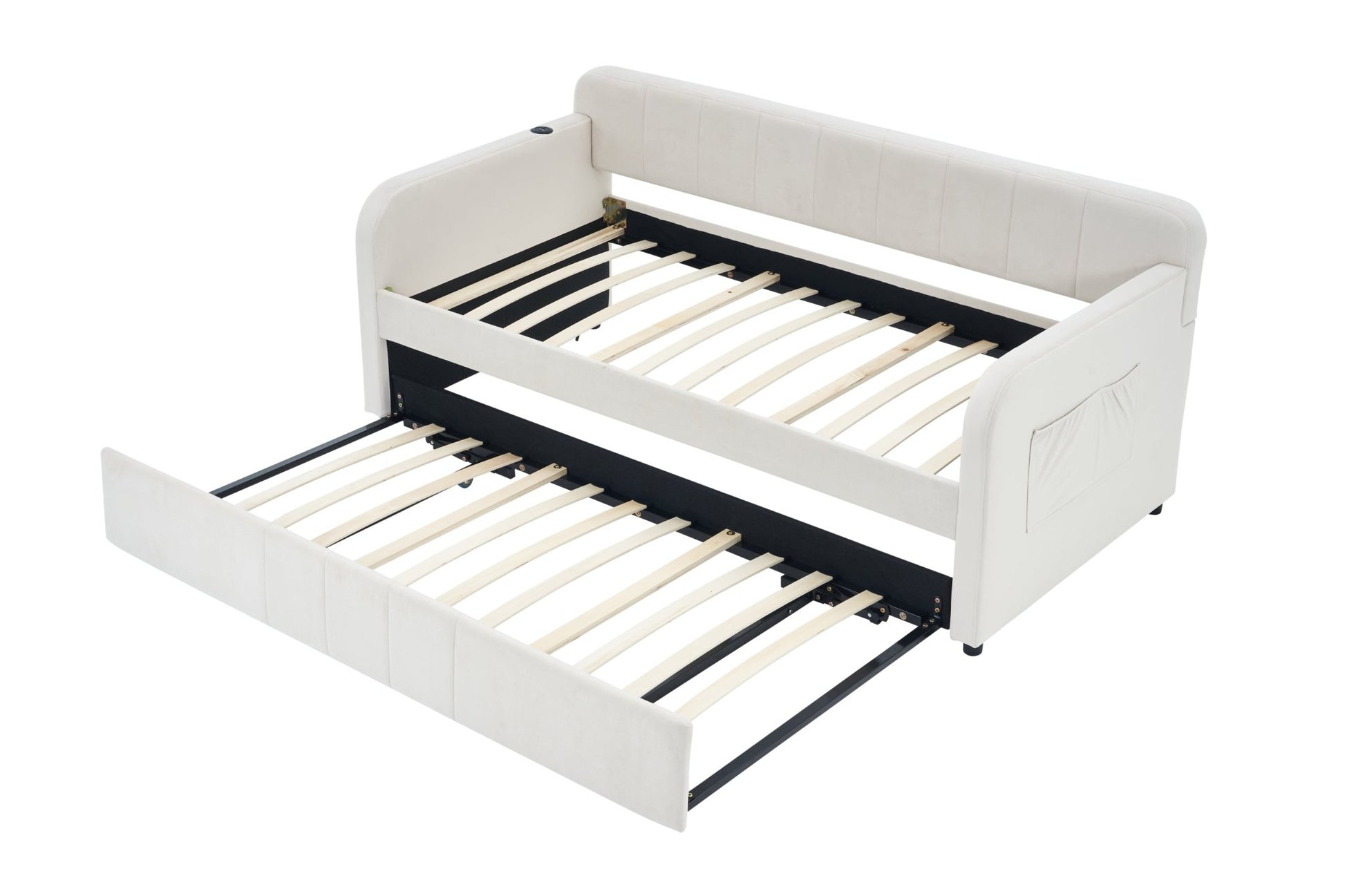 Twin Upholstered Daybed Frame with Trundle, Twin Size Sofa Bed - Direct Wicker