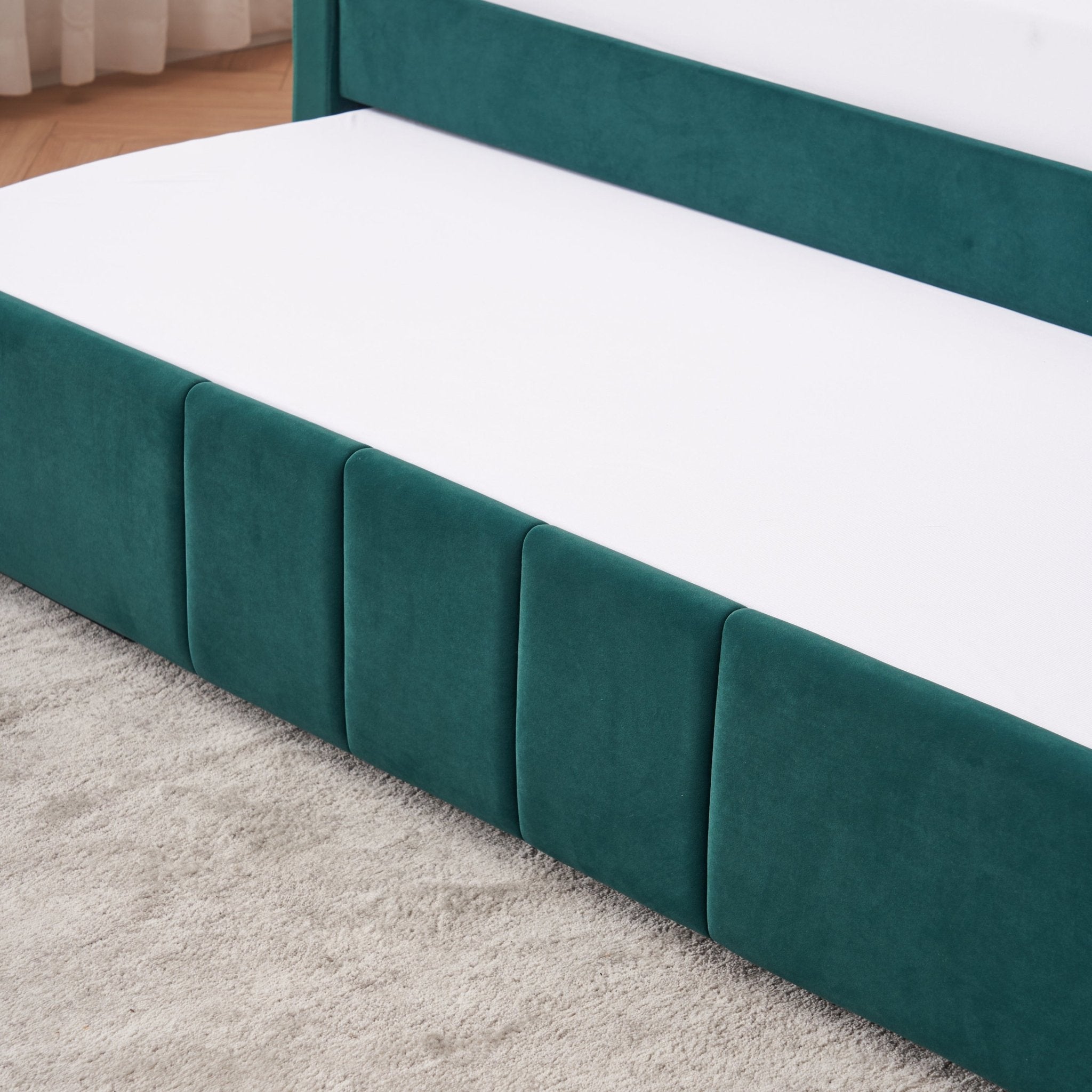 Twin Upholstered Daybed Frame with Trundle, Twin Size Sofa Bed - Direct Wicker