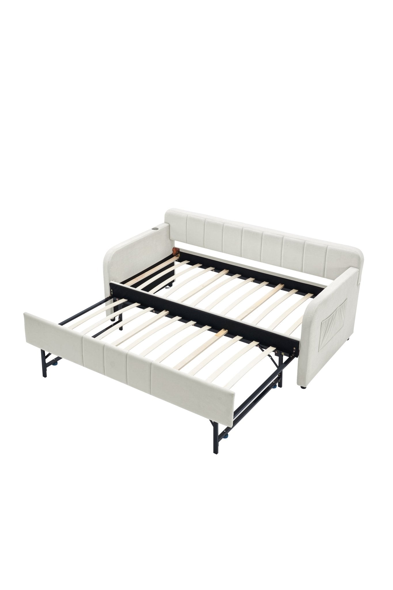 Twin Upholstered Daybed Frame with Trundle, Twin Size Sofa Bed - Direct Wicker