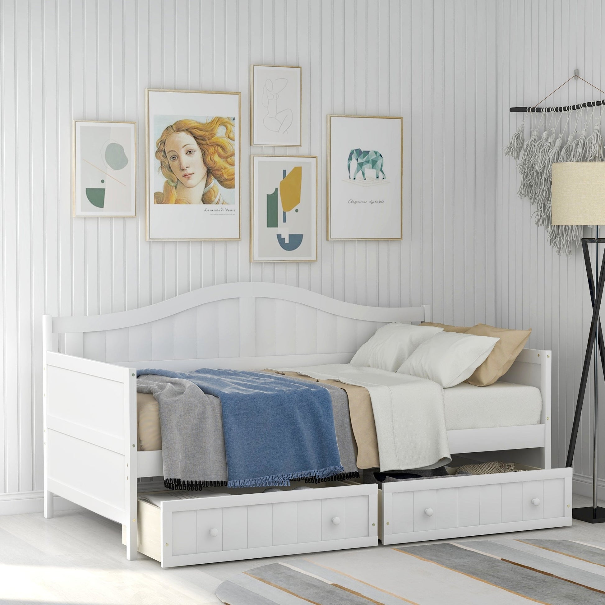 Twin Wooden Daybed with 2 drawers, Sofa Bed for Bedroom & Living Room (N708P357111K) - Direct Wicker
