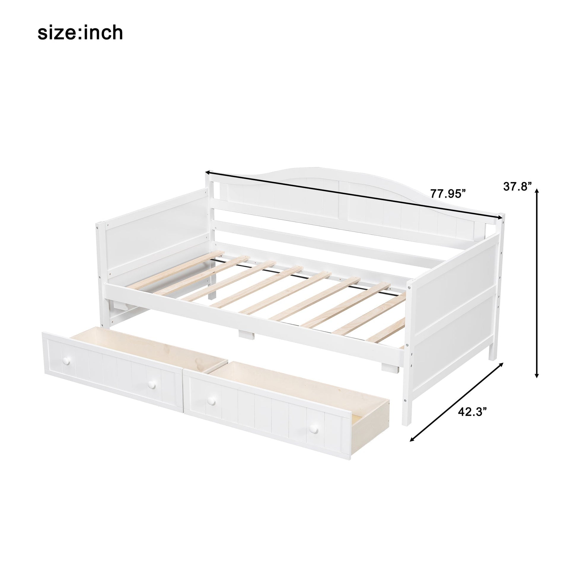 Twin Wooden Daybed with 2 drawers, Sofa Bed for Bedroom & Living Room (N708P357111K) - Direct Wicker