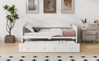 Twin Wooden Daybed with Trundle Bed, Sofa Bed for Bedroom Living Room, White - Direct Wicker