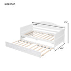 Twin Wooden Daybed with Trundle Bed, Sofa Bed for Bedroom Living Room, White - Direct Wicker