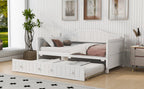 Twin Wooden Daybed with Trundle Bed, Sofa Bed for Bedroom Living Room, White - Direct Wicker