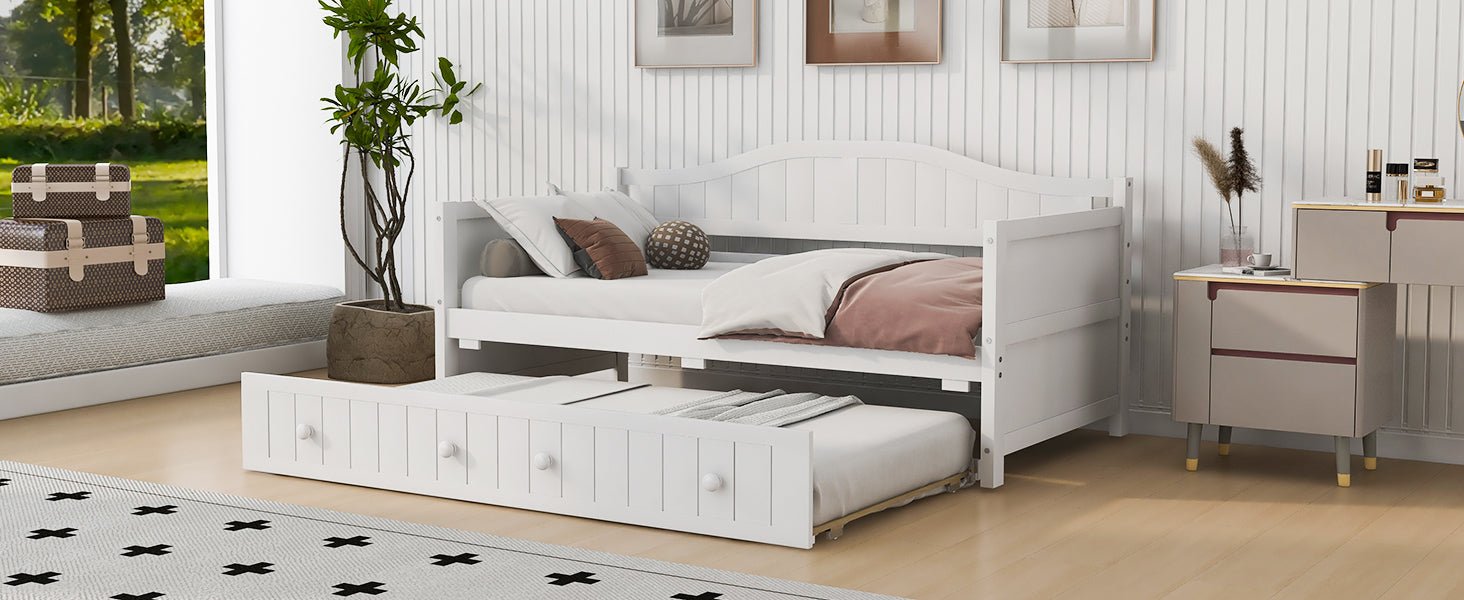 Twin Wooden Daybed with Trundle Bed, Sofa Bed (N708P357100K) - Direct Wicker