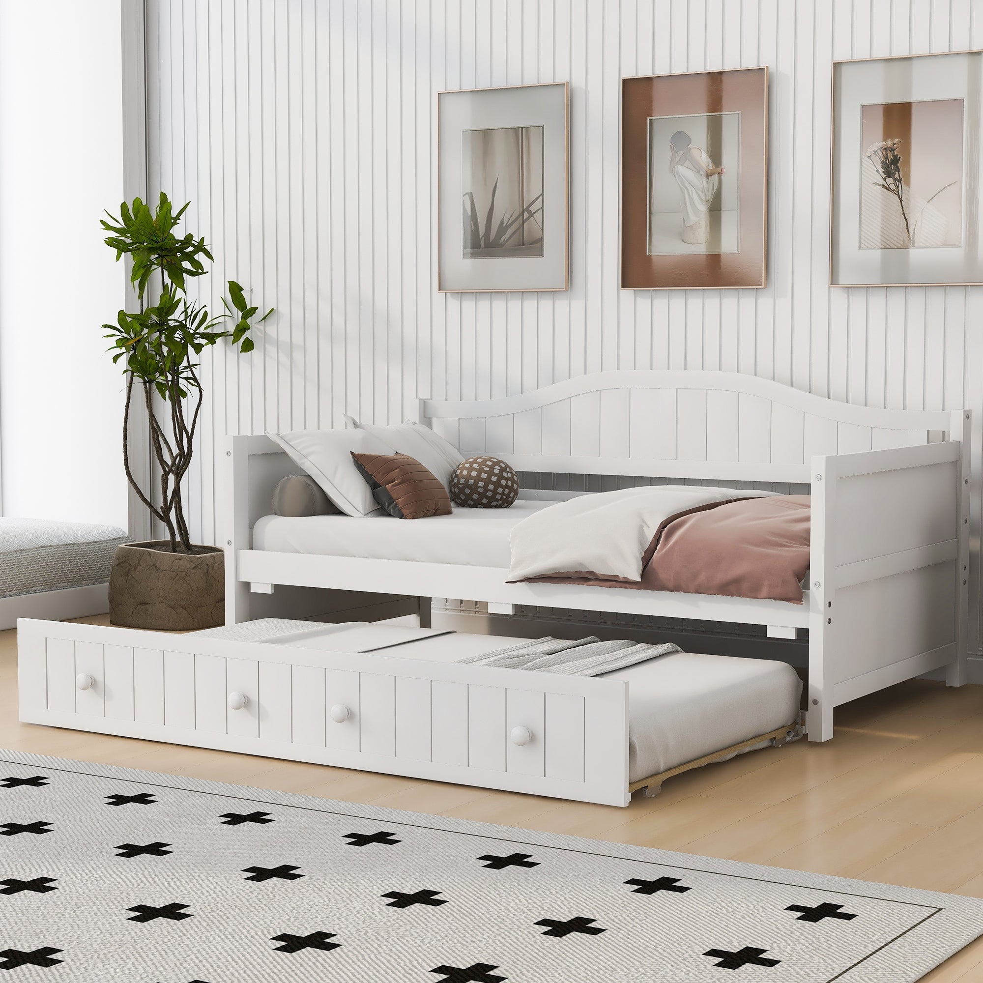 Twin Wooden Daybed with Trundle Bed, Sofa Bed (N708P357100K) - Direct Wicker