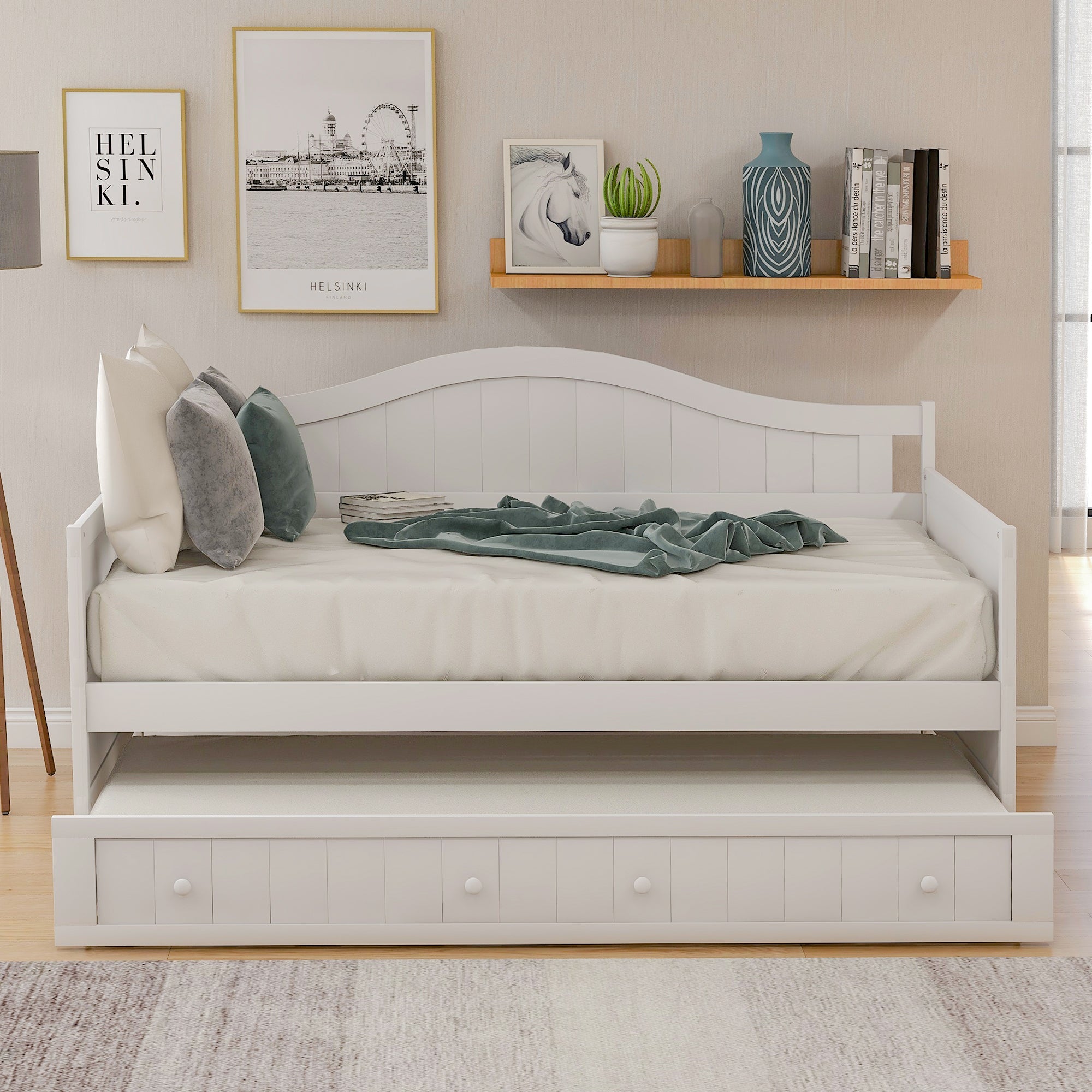 Twin Wooden Daybed with Trundle Bed, Sofa Bed (N708P357100K) - Direct Wicker