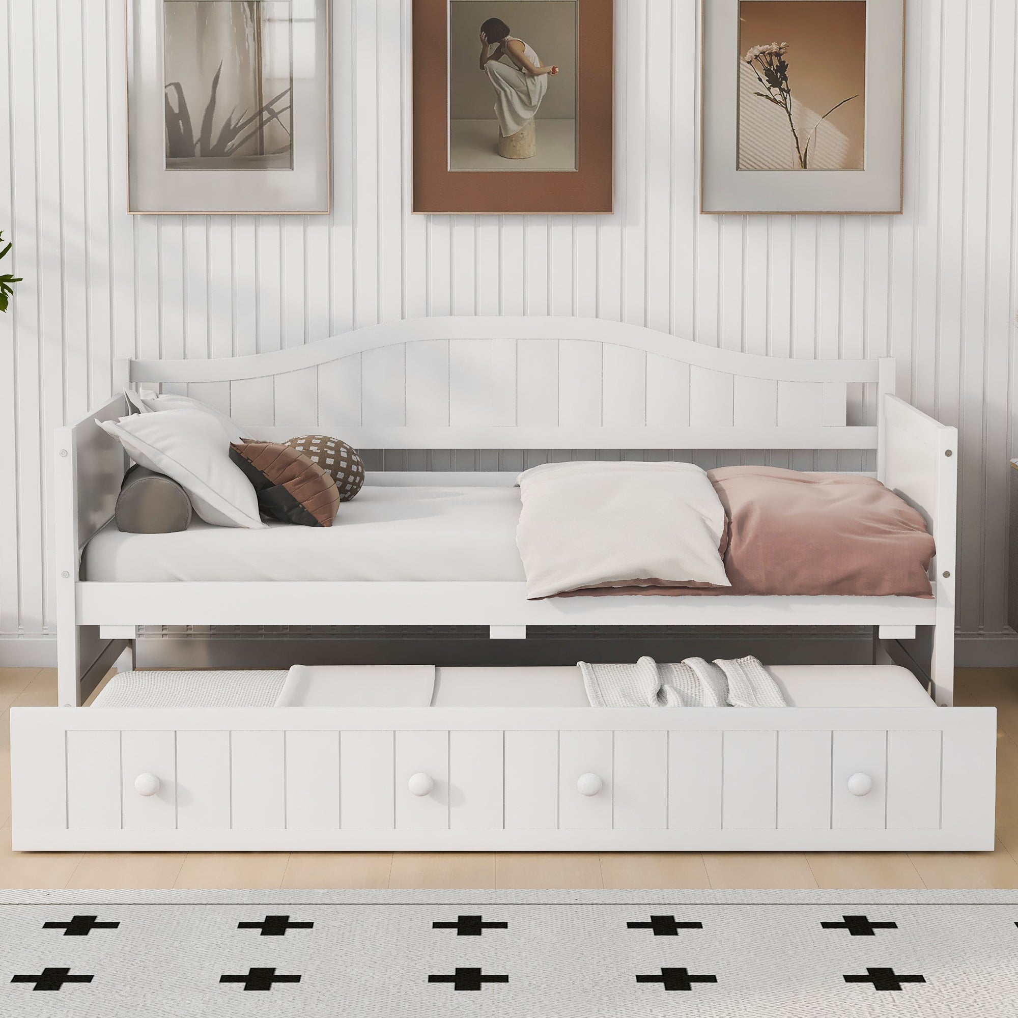 Twin Wooden Daybed with Trundle Bed, Sofa Bed (N708P357100K) - Direct Wicker