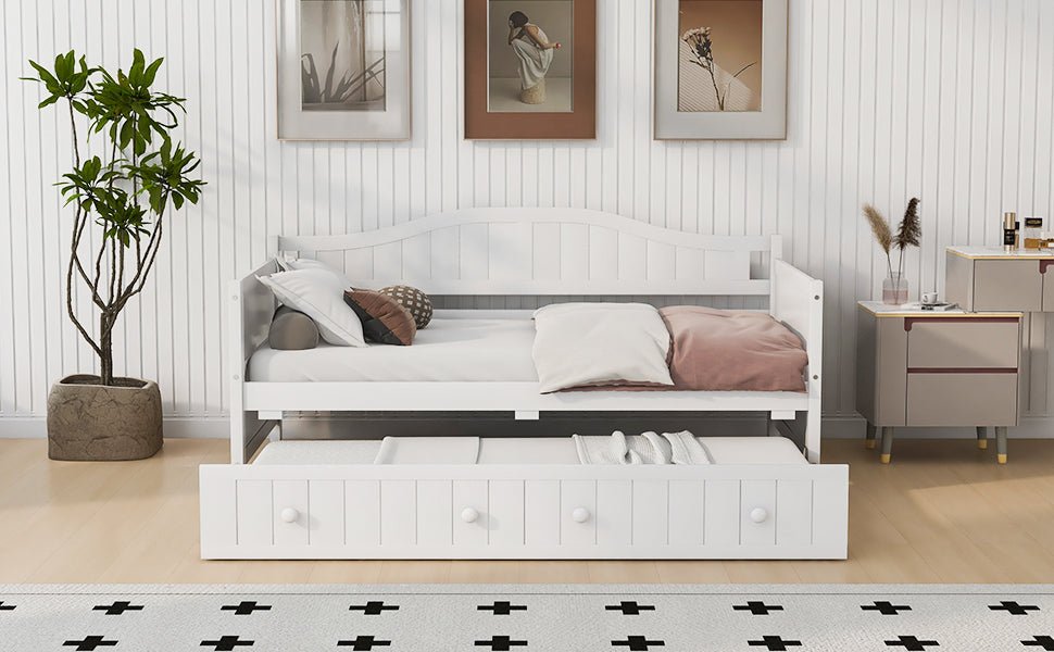 Twin Wooden Daybed with Trundle Bed, Sofa Bed (N708P357100K) - Direct Wicker