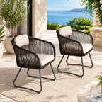 Twisted-Rope Weave Outdoor Dining Chairs, Set of 2 (PAC-2652-BR-KD) - Direct Wicker