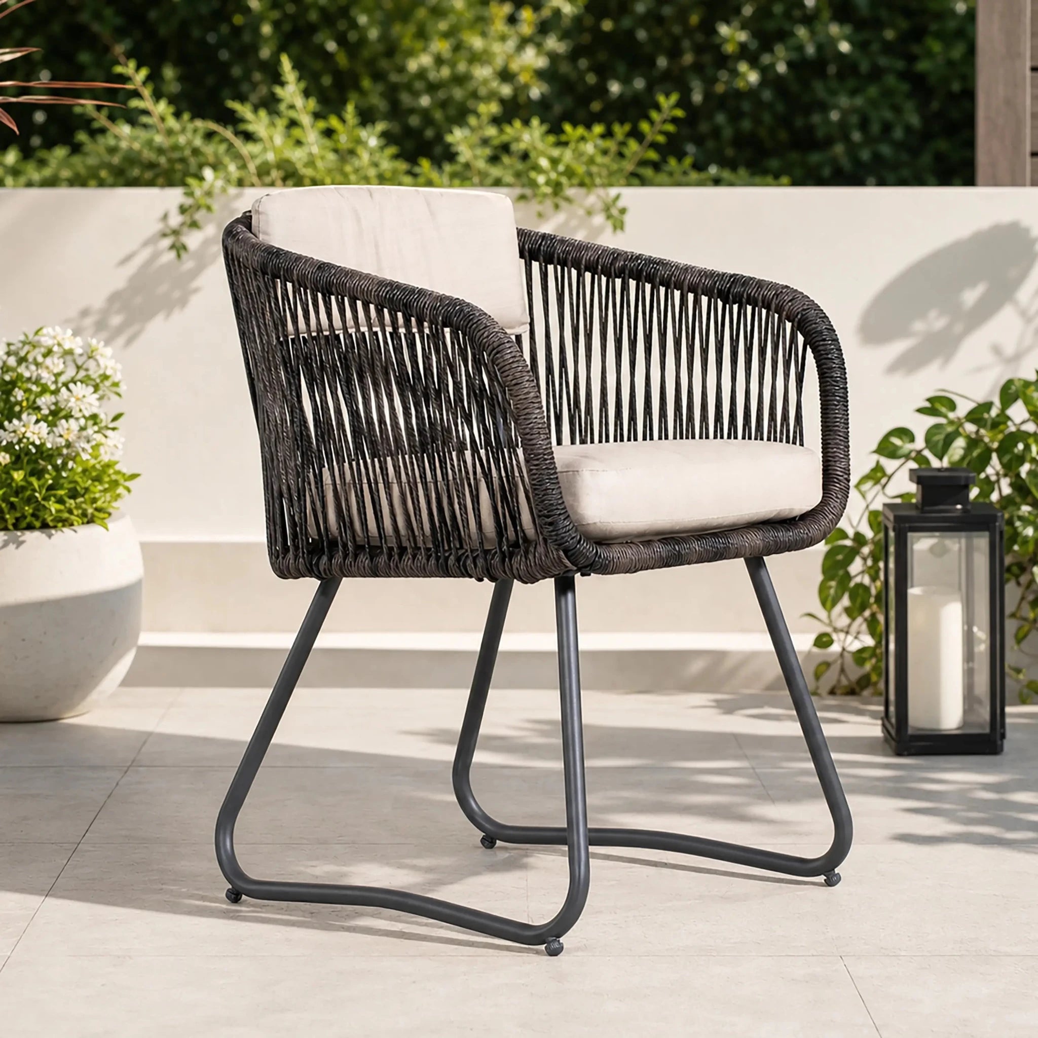 Twisted-Rope Weave Outdoor Dining Chairs, Set of 2 (PAC-2652-BR-KD) - Direct Wicker