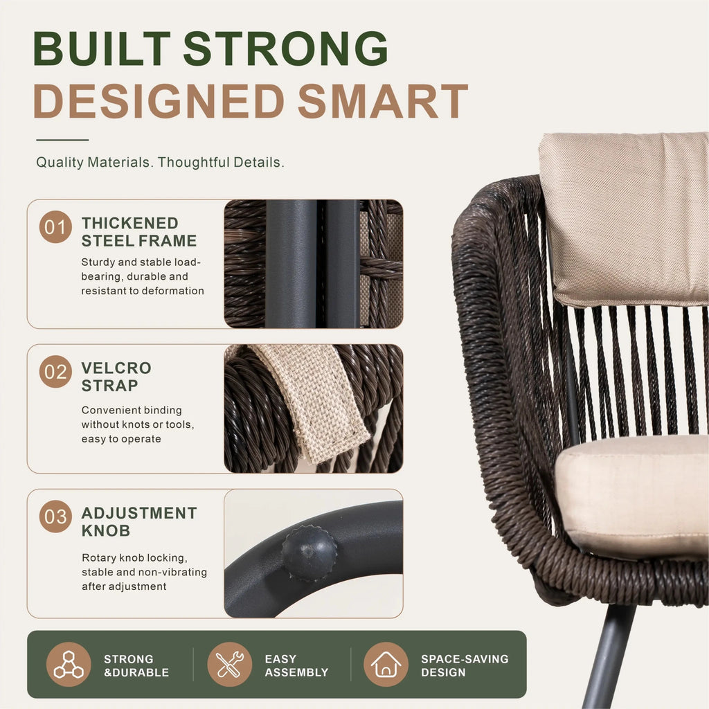 Twisted-Rope Weave Outdoor Dining Chairs, Set of 2 (PAC-2652-BR-KD) - Direct Wicker
