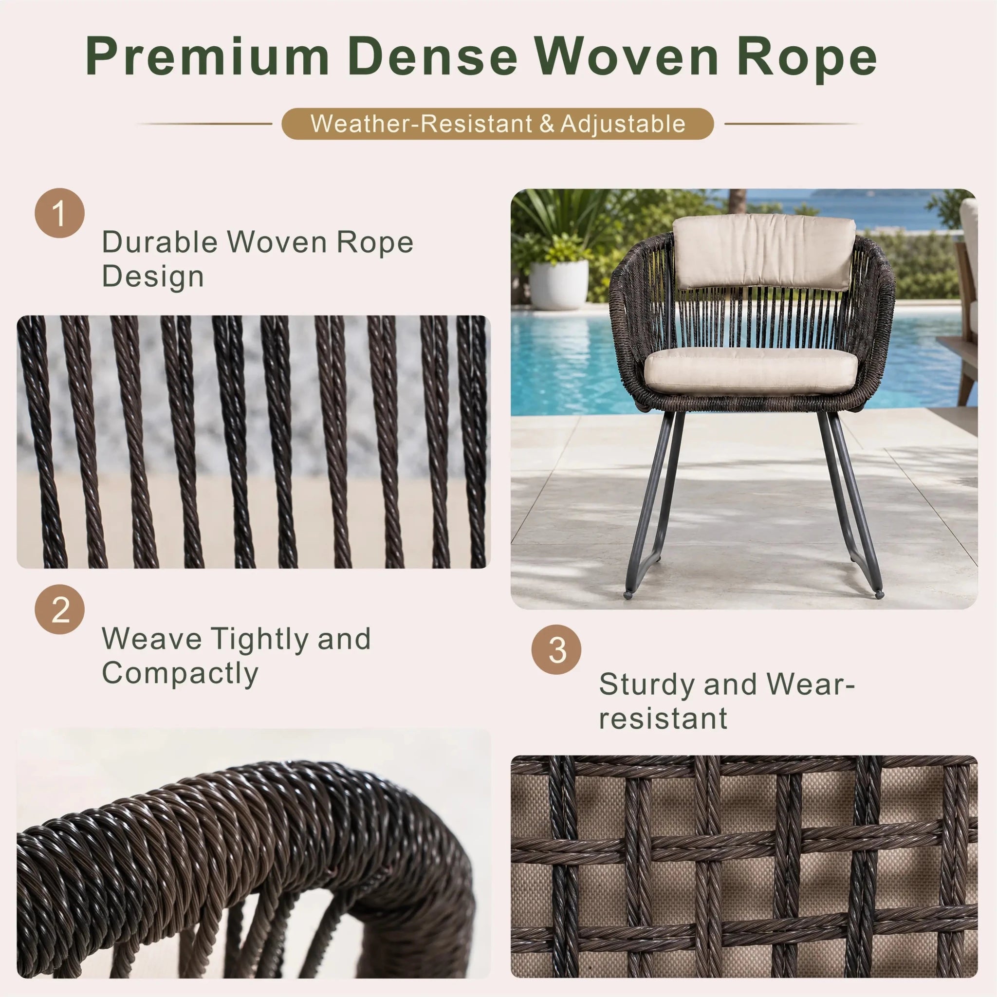 Twisted-Rope Weave Outdoor Dining Chairs, Set of 2 (PAC-2652-BR-KD) - Direct Wicker
