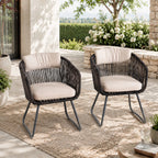 Twisted-Rope Weave Outdoor Dining Chairs, Set of 2 (PAC-2652-BR-KD) - Direct Wicker